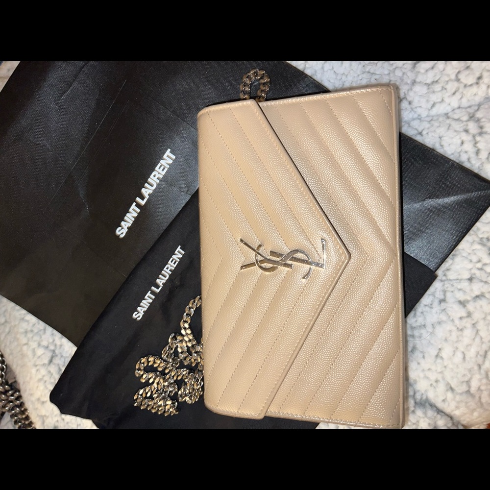 Authentic YSL Wallet on Chain w/ silver hardware